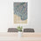 24x36 Honolulu Hawaii Map Print Portrait Orientation in Afternoon Style Behind 2 Chairs Table and Potted Plant