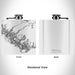 Rendered View of Honolulu Hawaii Map Engraving on 6oz Stainless Steel Flask in White
