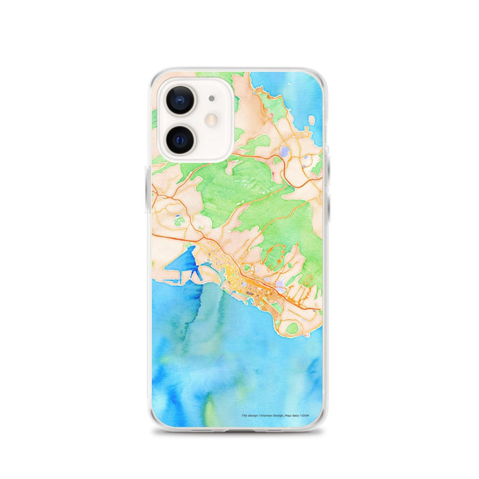 Custom Honolulu Hawaii Map iPhone 12 Phone Case in Watercolor