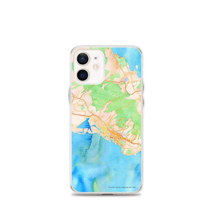 Custom Honolulu Hawaii Map iPhone 12 mini Phone Case in Watercolor