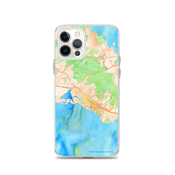 Custom Honolulu Hawaii Map iPhone 12 Pro Phone Case in Watercolor