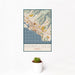 12x18 Honolulu Hawaii Map Print Portrait Orientation in Woodblock Style With Small Cactus Plant in White Planter