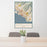 24x36 Honolulu Hawaii Map Print Portrait Orientation in Woodblock Style Behind 2 Chairs Table and Potted Plant