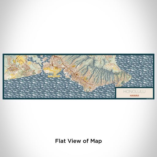 Flat View of Map Custom Honolulu Hawaii Map Enamel Mug in Woodblock