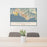 24x36 Honolulu Hawaii Map Print Landscape Orientation in Woodblock Style Behind 2 Chairs Table and Potted Plant