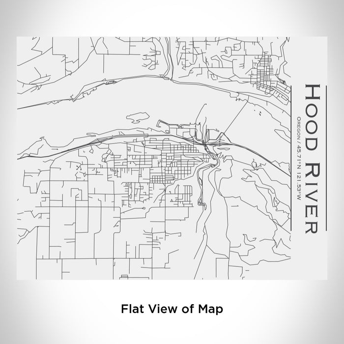 Rendered View of Hood River Oregon Map Engraving on 20oz Stainless Steel Insulated Bottle with Bamboo Top in White