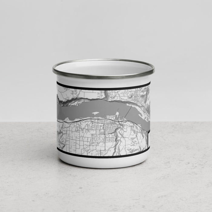 Front View Custom Hood River Oregon Map Enamel Mug in Classic