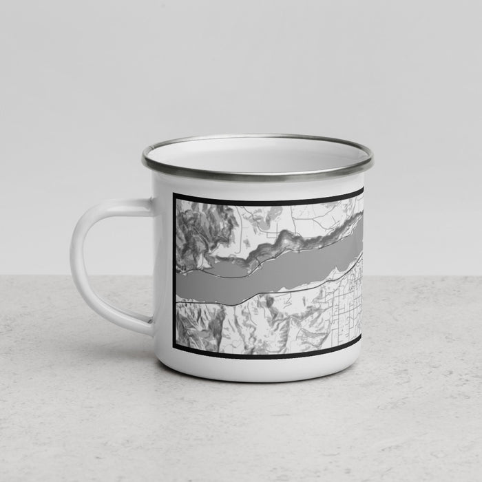 Left View Custom Hood River Oregon Map Enamel Mug in Classic