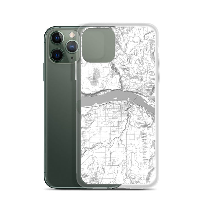 Custom Hood River Oregon Map Phone Case in Classic on Table with Laptop and Plant