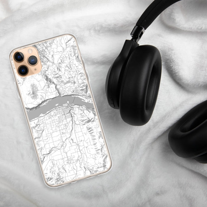 Custom Hood River Oregon Map Phone Case in Classic on Table with Black Headphones