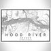 Hood River Oregon Map Print Landscape Orientation in Classic Style With Shaded Background