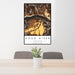 24x36 Hood River Oregon Map Print Portrait Orientation in Ember Style Behind 2 Chairs Table and Potted Plant