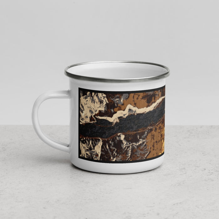 Left View Custom Hood River Oregon Map Enamel Mug in Ember