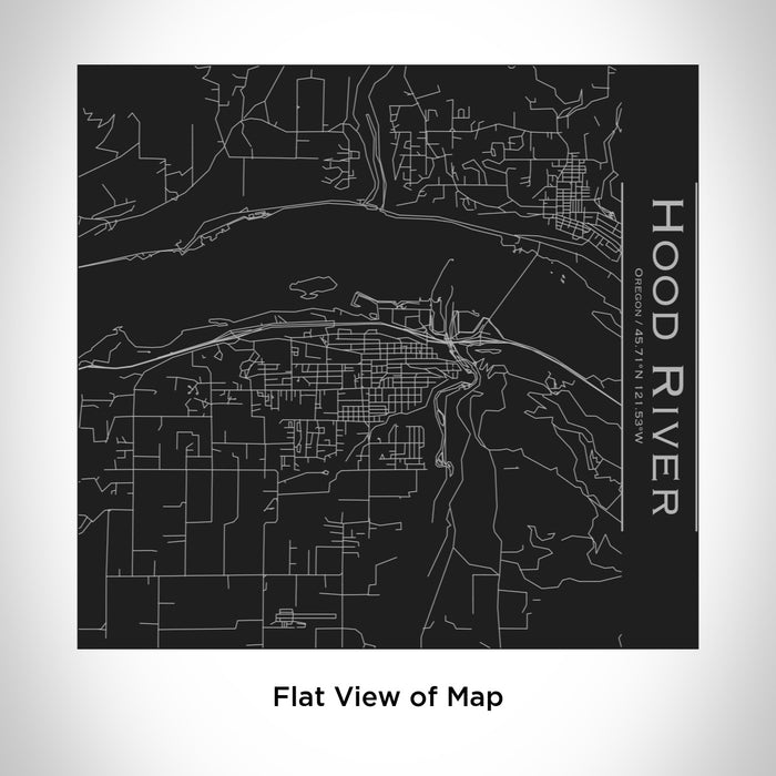 Rendered View of Hood River Oregon Map Engraving on 17oz Stainless Steel Insulated Tumbler in Black