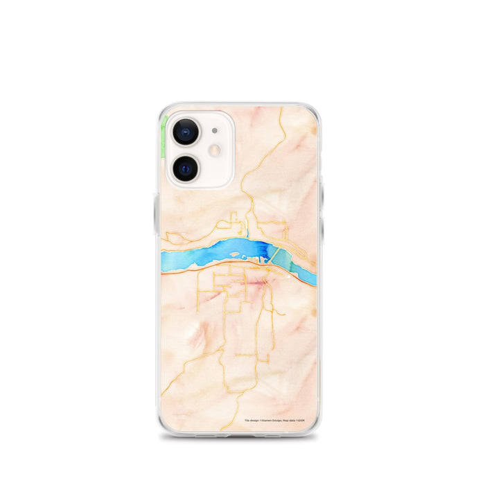Custom Hood River Oregon Map iPhone 12 mini Phone Case in Watercolor