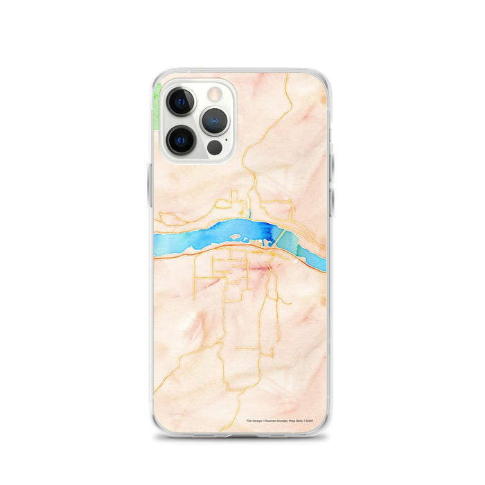 Custom Hood River Oregon Map iPhone 12 Pro Phone Case in Watercolor