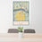 24x36 Hood River Oregon Map Print Portrait Orientation in Woodblock Style Behind 2 Chairs Table and Potted Plant