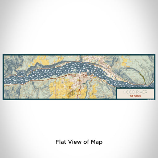 Flat View of Map Custom Hood River Oregon Map Enamel Mug in Woodblock