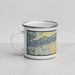 Left View Custom Hood River Oregon Map Enamel Mug in Woodblock