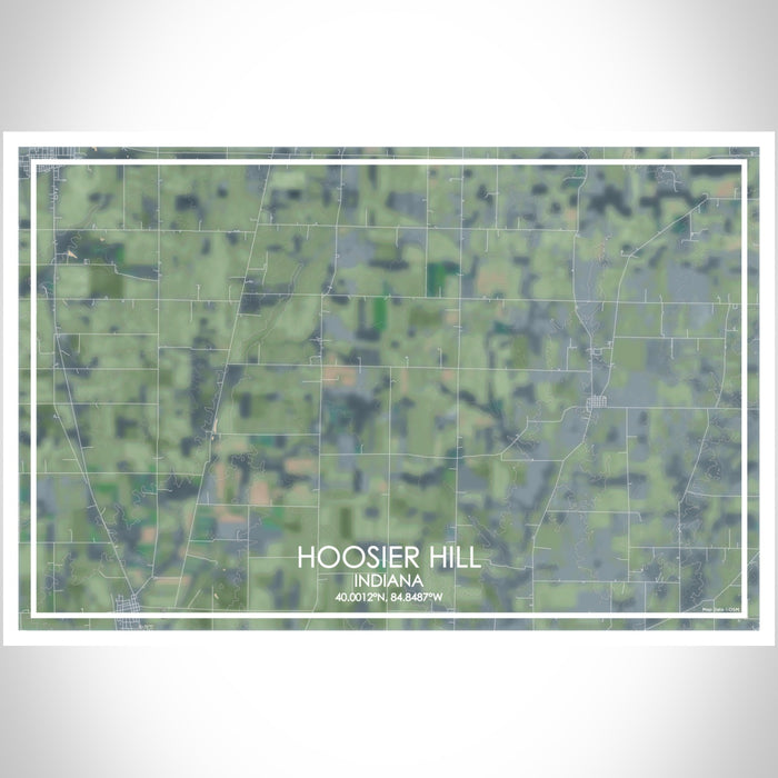 Hoosier Hill Indiana Map Print Landscape Orientation in Afternoon Style With Shaded Background