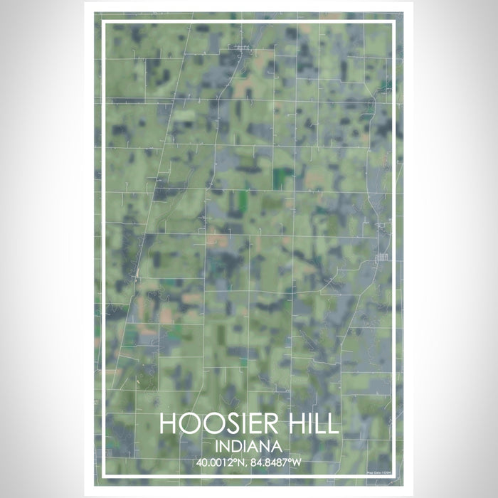 Hoosier Hill Indiana Map Print Portrait Orientation in Afternoon Style With Shaded Background