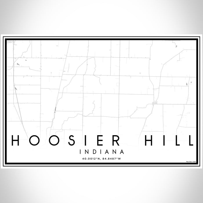 Hoosier Hill Indiana Map Print Landscape Orientation in Classic Style With Shaded Background