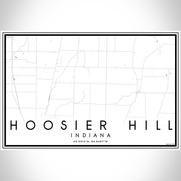 Hoosier Hill Indiana Map Print Landscape Orientation in Classic Style With Shaded Background