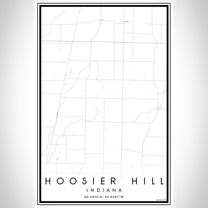 Hoosier Hill Indiana Map Print Portrait Orientation in Classic Style With Shaded Background