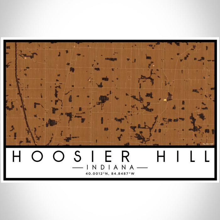 Hoosier Hill Indiana Map Print Landscape Orientation in Ember Style With Shaded Background