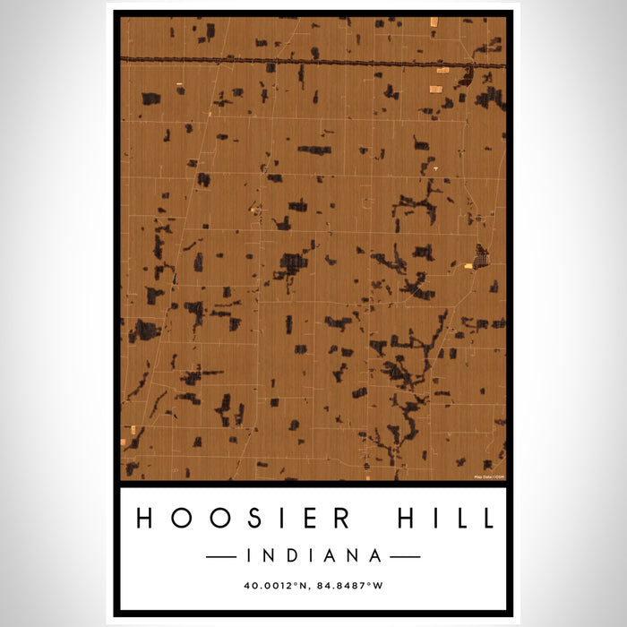 Hoosier Hill Indiana Map Print Portrait Orientation in Ember Style With Shaded Background