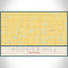 Hoosier Hill Indiana Map Print Landscape Orientation in Woodblock Style With Shaded Background