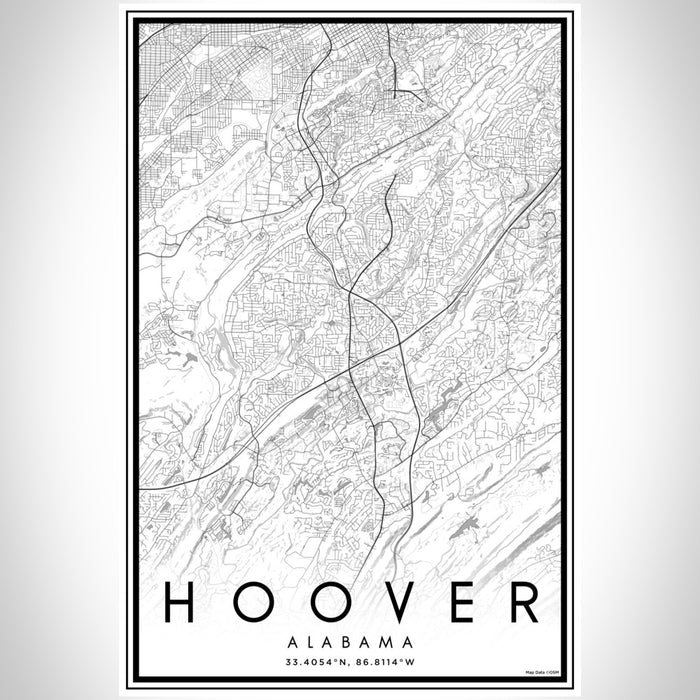 Hoover Alabama Map Print Portrait Orientation in Classic Style With Shaded Background