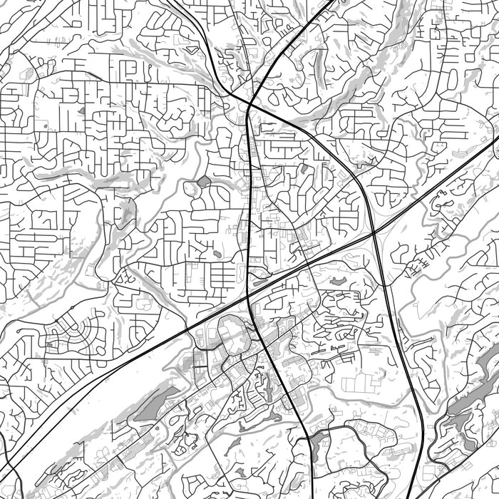 Hoover Alabama Map Print in Classic Style Zoomed In Close Up Showing Details