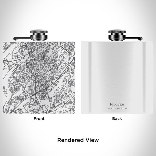 Rendered View of Hoover Alabama Map Engraving on 6oz Stainless Steel Flask in White
