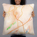 Person holding 22x22 Custom Hoover Alabama Map Throw Pillow in Watercolor