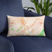 Custom Hoover Alabama Map Throw Pillow in Watercolor on Blue Colored Chair