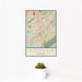 12x18 Hoover Alabama Map Print Portrait Orientation in Woodblock Style With Small Cactus Plant in White Planter