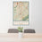 24x36 Hoover Alabama Map Print Portrait Orientation in Woodblock Style Behind 2 Chairs Table and Potted Plant