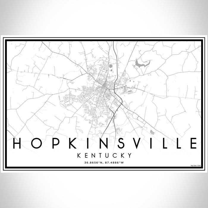 Hopkinsville Kentucky Map Print Landscape Orientation in Classic Style With Shaded Background