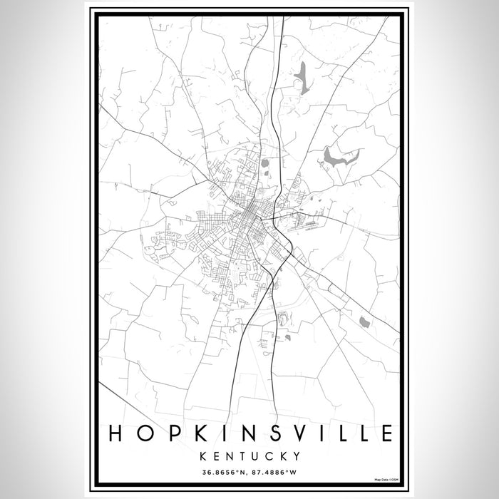 Hopkinsville Kentucky Map Print Portrait Orientation in Classic Style With Shaded Background