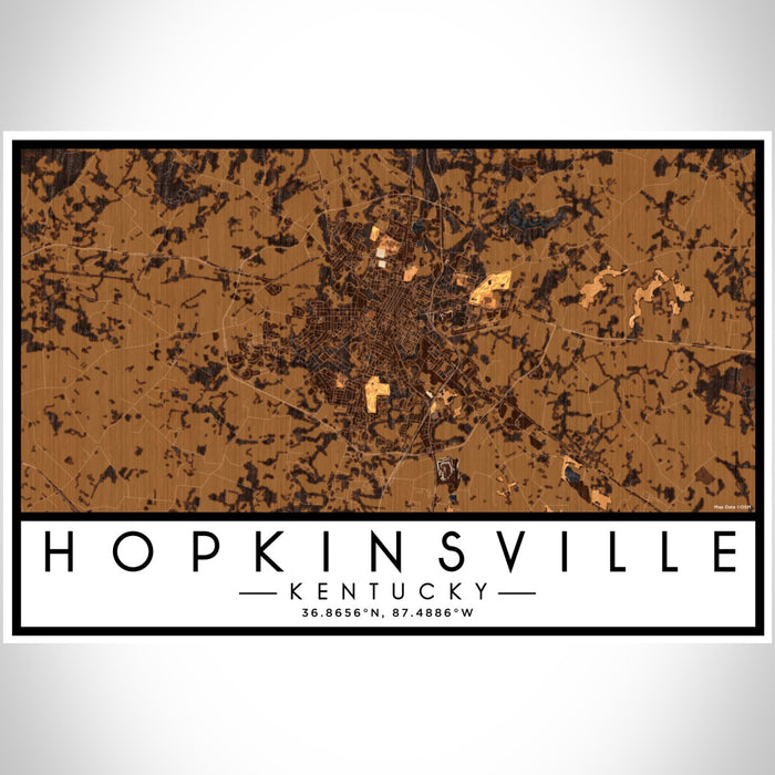 Hopkinsville Kentucky Map Print Landscape Orientation in Ember Style With Shaded Background