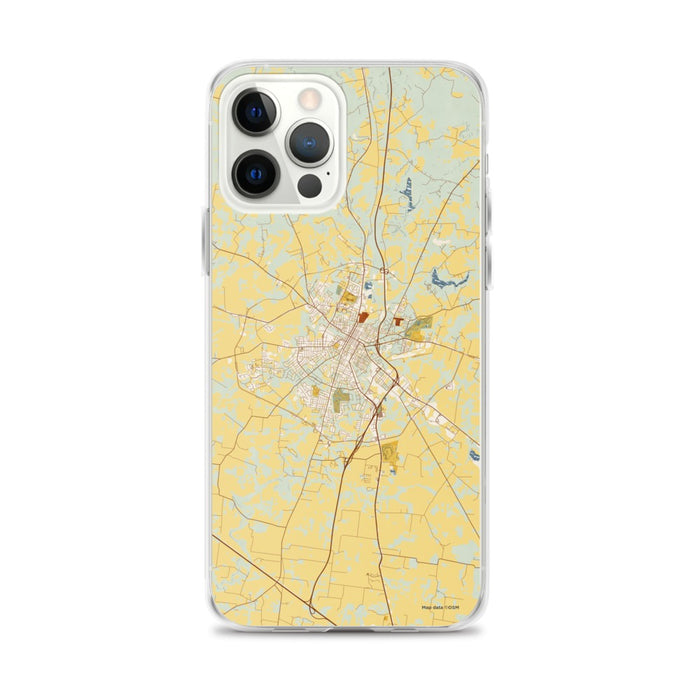Custom iPhone 12 Pro Max Hopkinsville Kentucky Map Phone Case in Woodblock