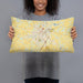 Person holding 20x12 Custom Hopkinsville Kentucky Map Throw Pillow in Woodblock