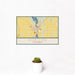 12x18 Horicon Wisconsin Map Print Landscape Orientation in Woodblock Style With Small Cactus Plant in White Planter
