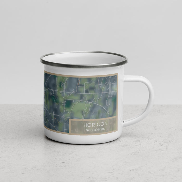 Right View Custom Horicon Wisconsin Map Enamel Mug in Afternoon