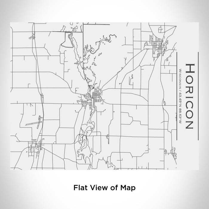 Rendered View of Horicon Wisconsin Map Engraving on 20oz Stainless Steel Insulated Bottle with Bamboo Top in White