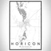Horicon Wisconsin Map Print Portrait Orientation in Classic Style With Shaded Background