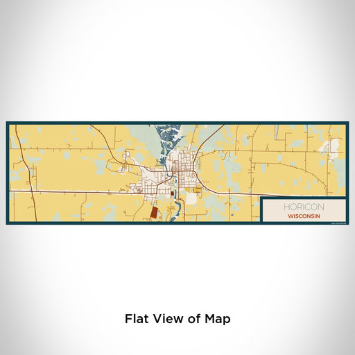 Flat View of Map Custom Horicon Wisconsin Map Enamel Mug in Woodblock