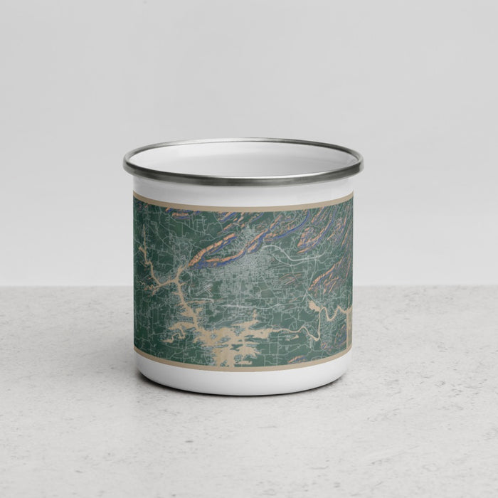 Front View Custom Hot Springs Arkansas Map Enamel Mug in Afternoon