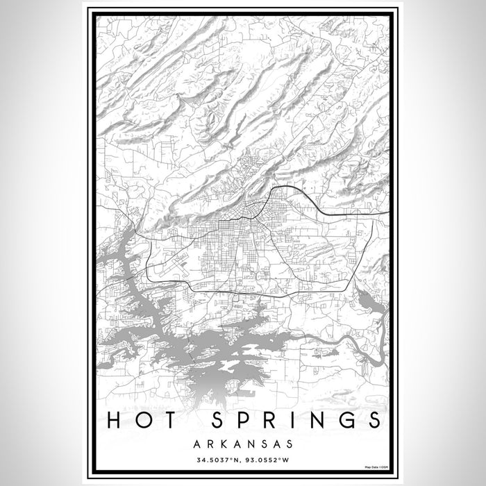 Hot Springs Arkansas Map Print Portrait Orientation in Classic Style With Shaded Background